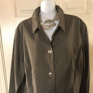 Chico’s Size 3 Black & Taupe Stripe Top/jacket